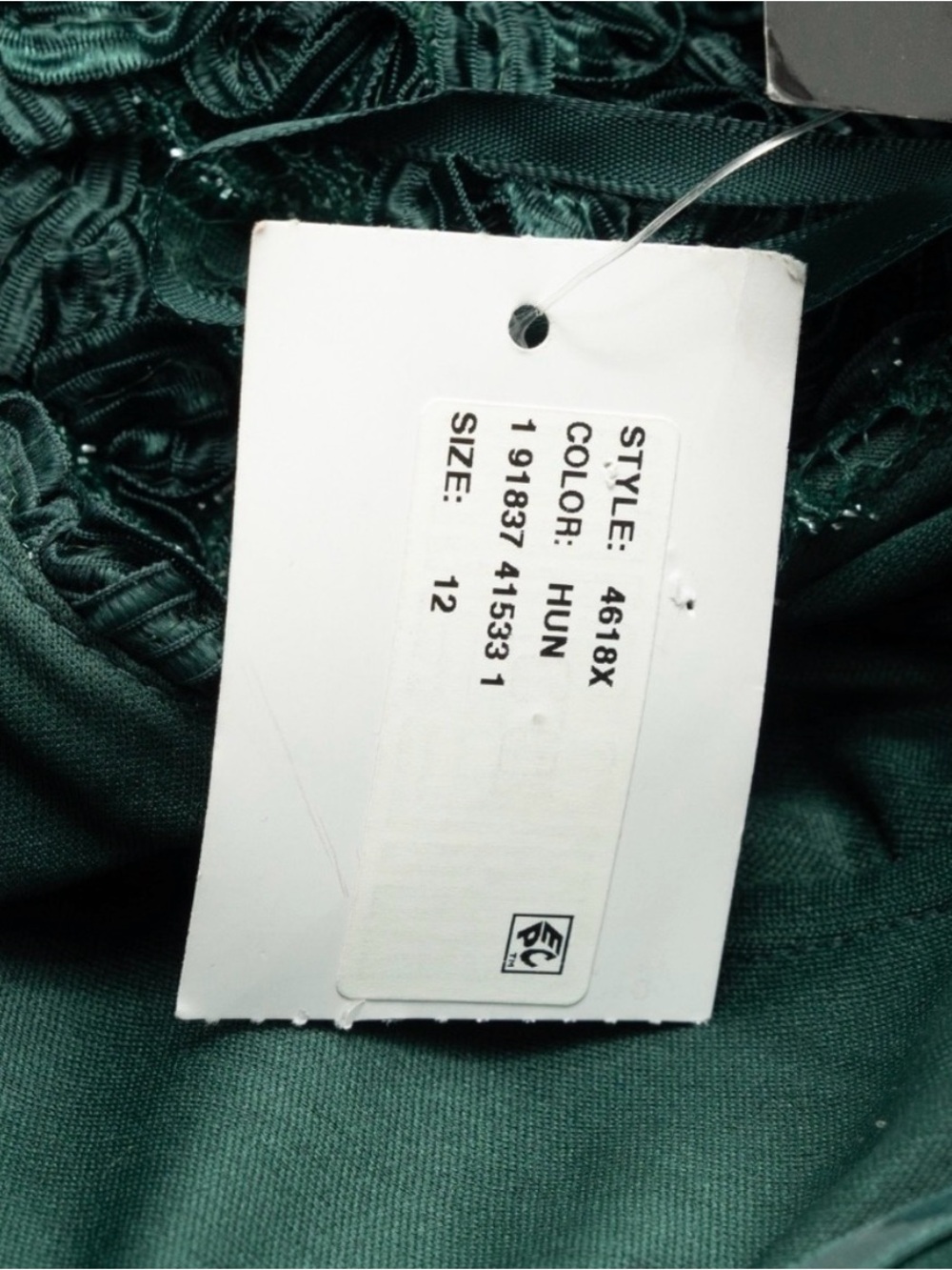 Xscape Off-Shoulder Teal Lace Evening Gown - Picture 9 of 14